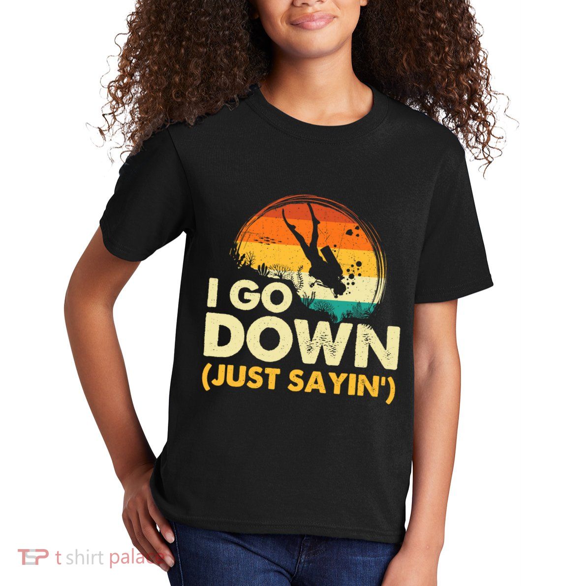 I Go Down Scuba Diver Diving Instructor Underwater Kids T-Shirt