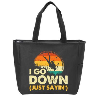 I Go Down Scuba Diver Diving Instructor Underwater Zip Tote Bag
