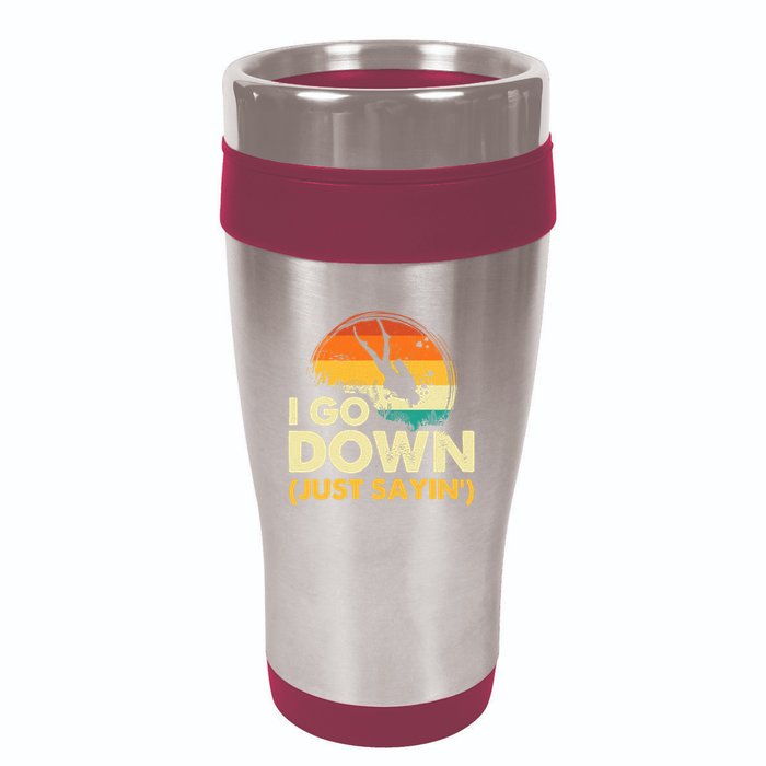 I Go Down Scuba Diver Diving Instructor Underwater 16oz Travel Tumbler