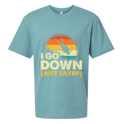 I Go Down Scuba Diver Diving Instructor Underwater Sueded Cloud Jersey T-Shirt