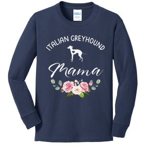 Italian Greyhound Dog Mama Silhouette Mom Mothers Day Kids Long Sleeve Shirt