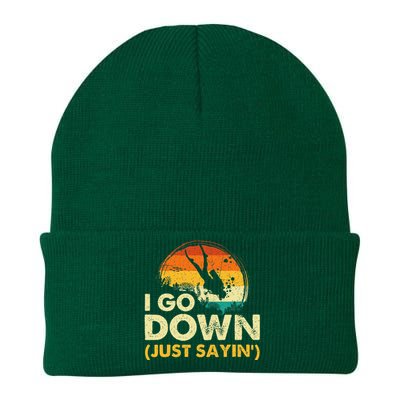 I Go Down Scuba Diver Diving Instructor Underwater Knit Cap Winter Beanie