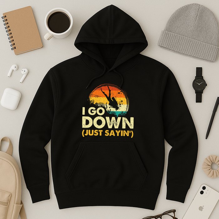 I Go Down Scuba Diver Diving Instructor Underwater Hoodie