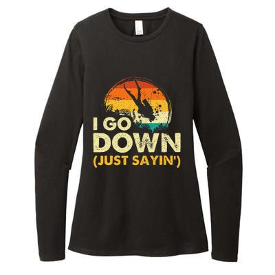 I Go Down Scuba Diver Diving Instructor Underwater Womens CVC Long Sleeve Shirt