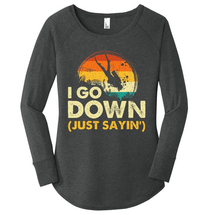 I Go Down Scuba Diver Diving Instructor Underwater Women's Perfect Tri Tunic Long Sleeve Shirt