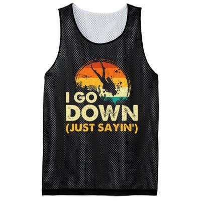 I Go Down Scuba Diver Diving Instructor Underwater Mesh Reversible Basketball Jersey Tank