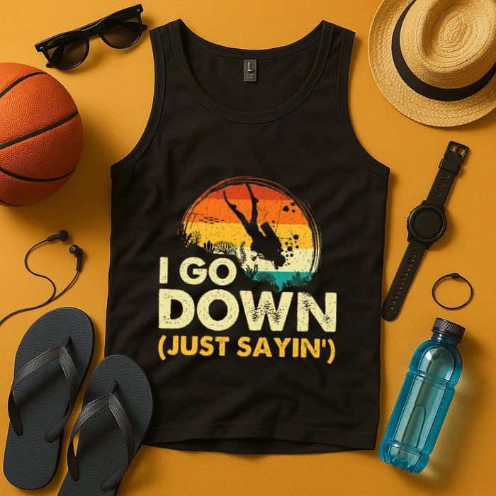 I Go Down Scuba Diver Diving Instructor Underwater Tank Top