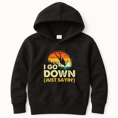 I Go Down Scuba Diver Diving Instructor Underwater Kids Hoodie