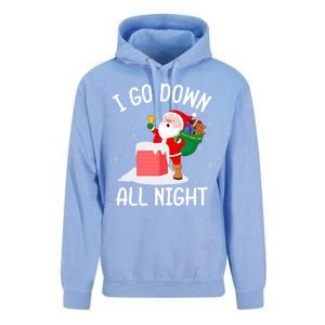 I Go Down All Night Santa In A Chimney Funny Christmas Humor Gift Unisex Surf Hoodie