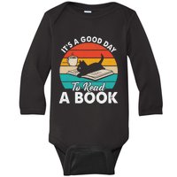 Its Good Day To Read Book Funny Library Reading Cat Lovers Baby Long Sleeve Bodysuit