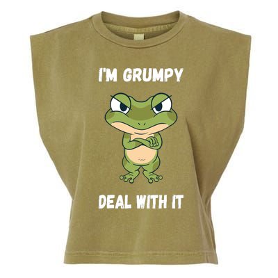 IM Grumpy Deal With It Ironie Saying Funny Frog Garment-Dyed Women's Muscle Tee