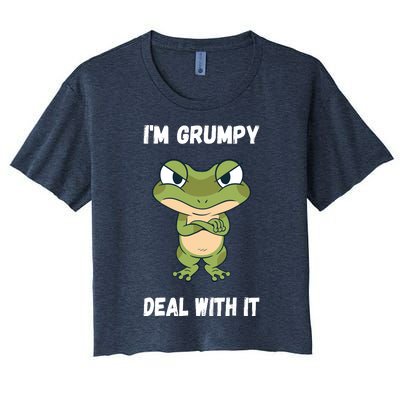 IM Grumpy Deal With It Ironie Saying Funny Frog Women's Crop Top Tee