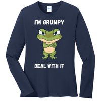 IM Grumpy Deal With It Ironie Saying Funny Frog Ladies Long Sleeve Shirt