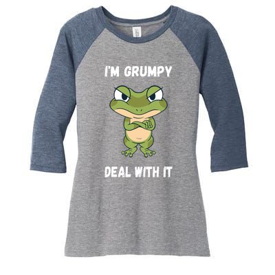 IM Grumpy Deal With It Ironie Saying Funny Frog Women's Tri-Blend 3/4-Sleeve Raglan Shirt