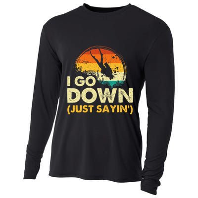 I Go Down Scuba Diver Diving Instructor Underwater Cooling Performance Long Sleeve Crew