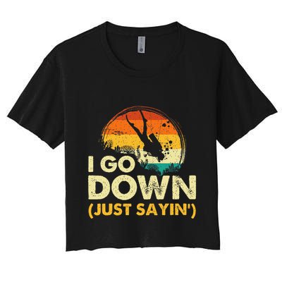 I Go Down Scuba Diver Diving Instructor Underwater Crop Top