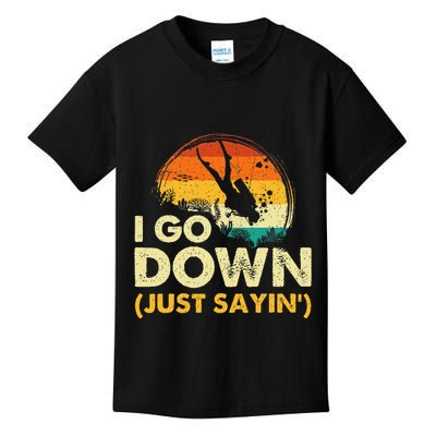 I Go Down Scuba Diver Diving Instructor Underwater Kids T-Shirt