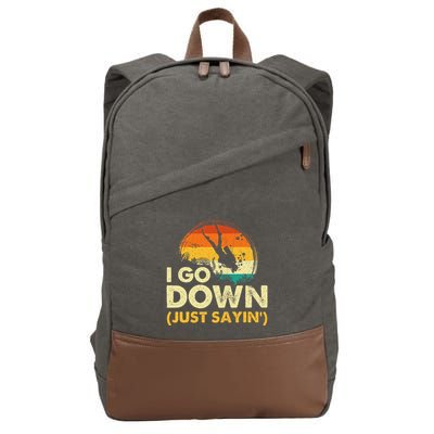 I Go Down Scuba Diver Diving Instructor Underwater Cotton Canvas Backpack