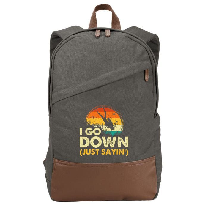 I Go Down Scuba Diver Diving Instructor Underwater Cotton Canvas Backpack
