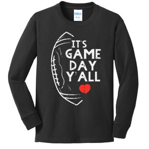 Its Game Day Yall American Football Sports Kids Long Sleeve Shirt