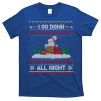 I Go Down All Night Crude Dirty Funny Christmas Santa Ugly Gift T-Shirt