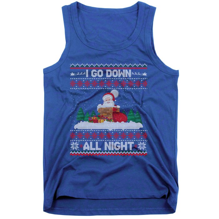 I Go Down All Night Crude Dirty Funny Christmas Santa Ugly Gift Tank Top