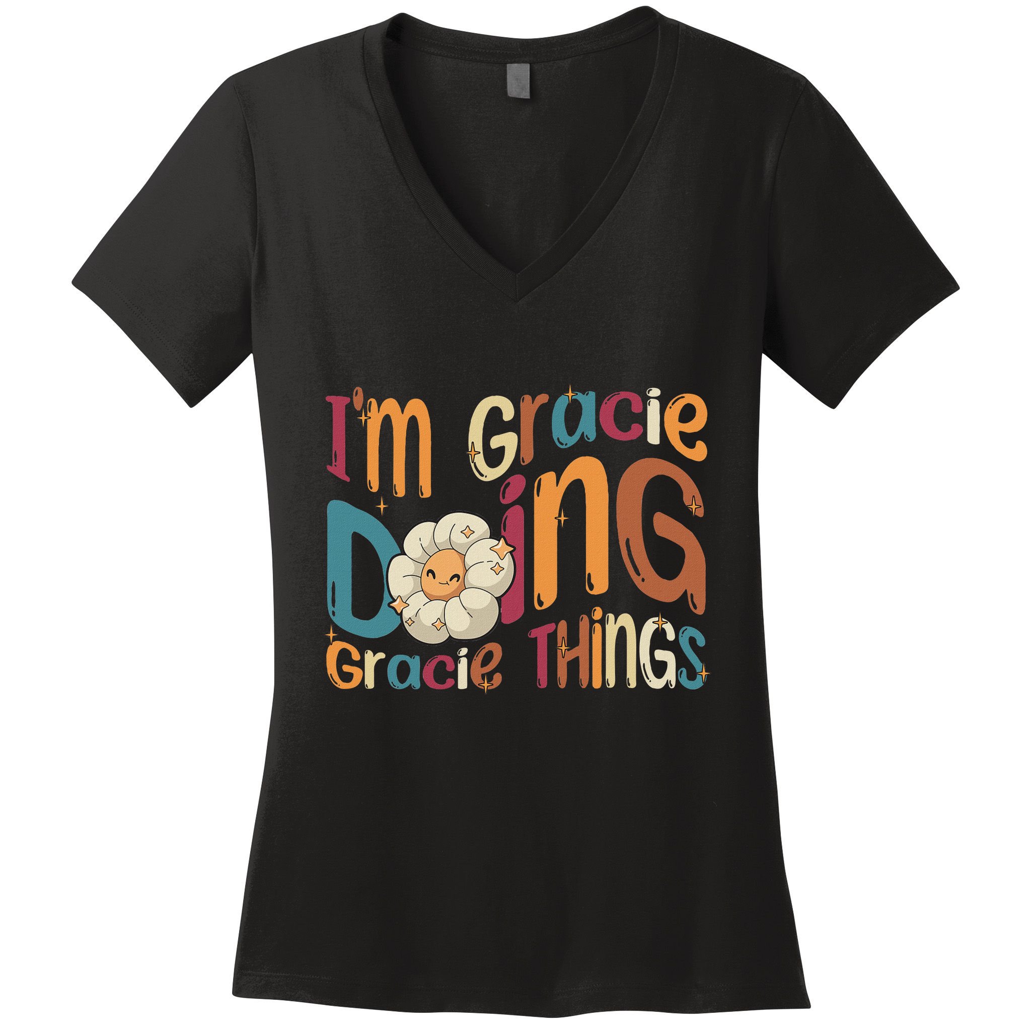IM Gracie Doing Gracie Things Funny Groovy Retro Gracie Women's V-Neck T-Shirt