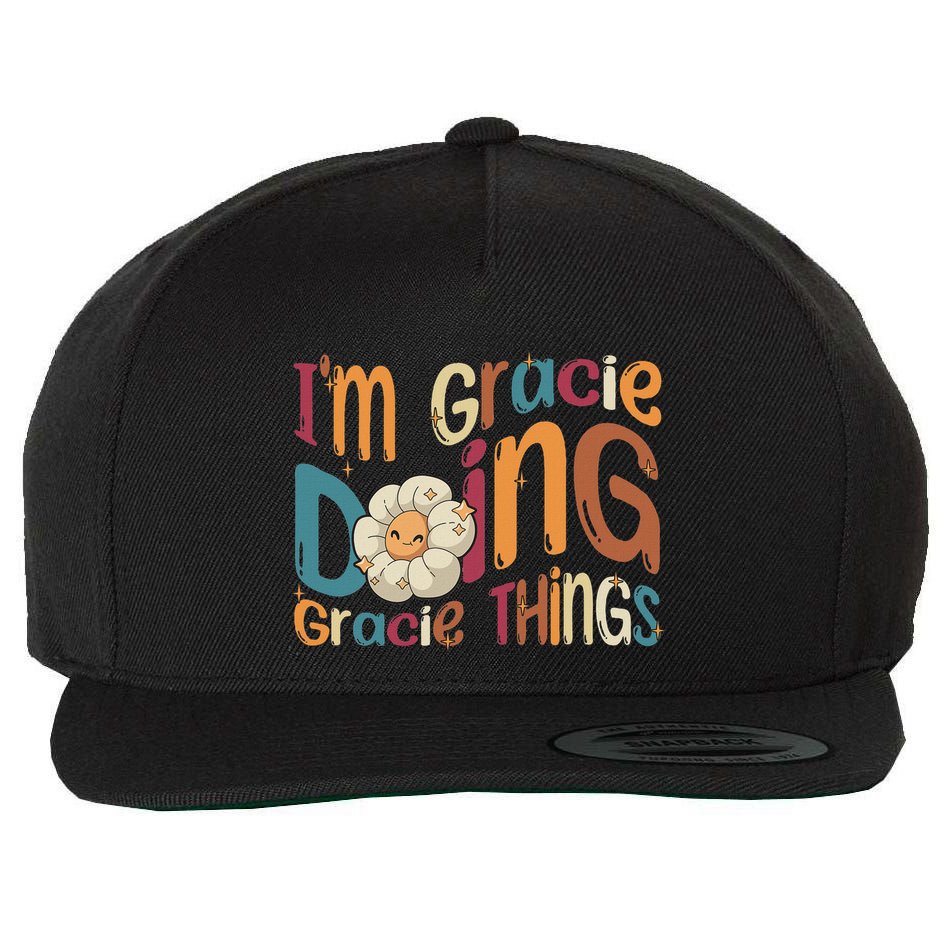 IM Gracie Doing Gracie Things Funny Groovy Retro Gracie Wool Snapback Cap