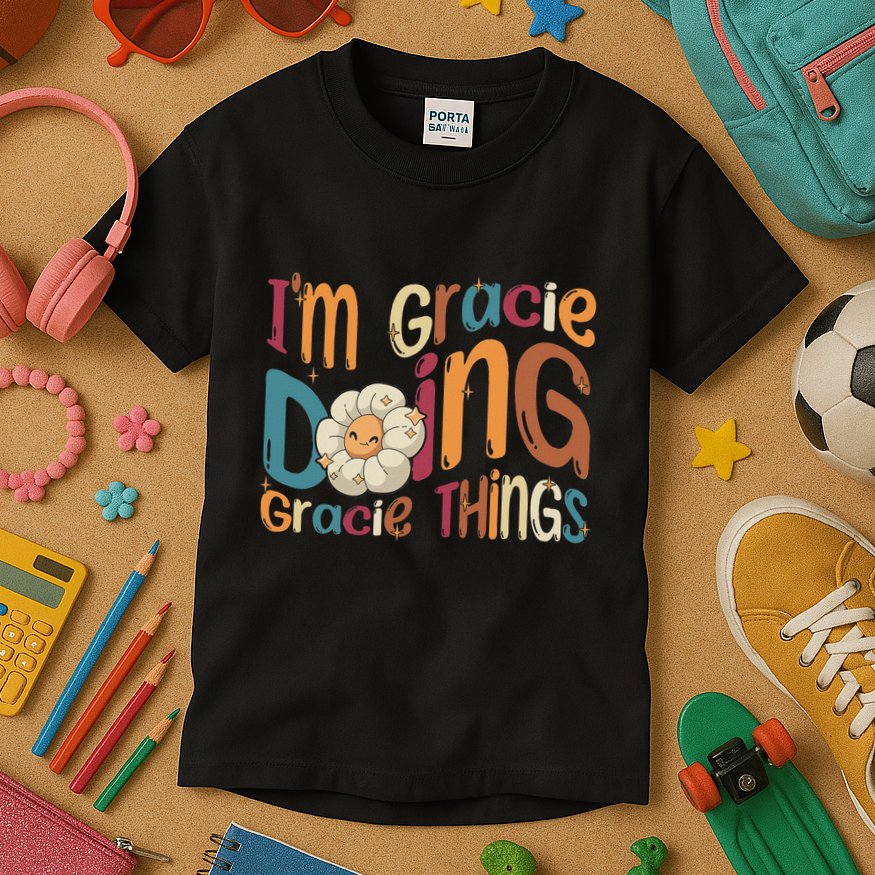 IM Gracie Doing Gracie Things Funny Groovy Retro Gracie Kids T-Shirt