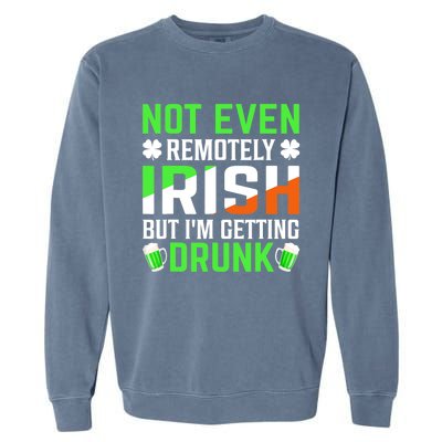 I'm Getting Drunk Irish Flag Shamrock St Patrick's Day Beer Garment-Dyed Sweatshirt