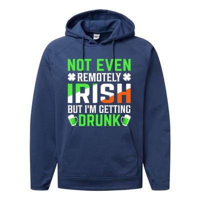 I'm Getting Drunk Irish Flag Shamrock St Patrick's Day Beer Performance Fleece Hoodie