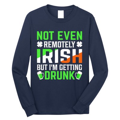 I'm Getting Drunk Irish Flag Shamrock St Patrick's Day Beer Long Sleeve Shirt