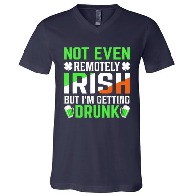 I'm Getting Drunk Irish Flag Shamrock St Patrick's Day Beer V-Neck T-Shirt