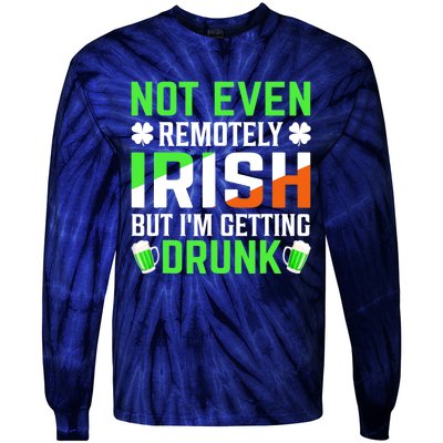 I'm Getting Drunk Irish Flag Shamrock St Patrick's Day Beer Tie-Dye Long Sleeve Shirt