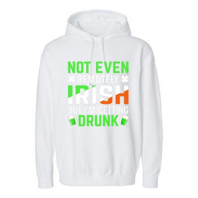 I'm Getting Drunk Irish Flag Shamrock St Patrick's Day Beer Garment-Dyed Fleece Hoodie