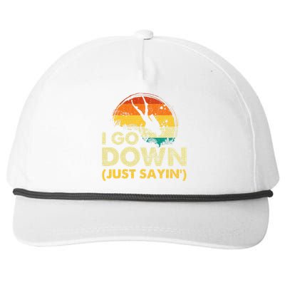 I Go Down Scuba Diver Diving Instructor Underwater Snapback Five-Panel Rope Hat