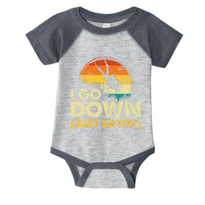 I Go Down Scuba Diver Diving Instructor Underwater Infant Baby Jersey Bodysuit