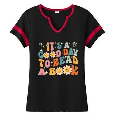 Its Good Day To Read Book Funny Library Reading Lovers Ladies Halftime Notch Neck Tee