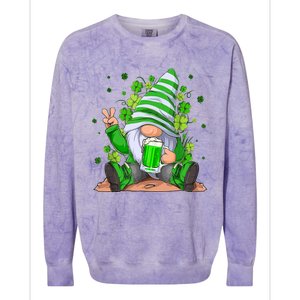 Irish Gnome Drink Beer Lucky Shamrock Gnome St Patricks Day Colorblast Crewneck Sweatshirt