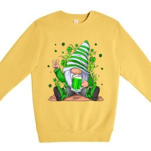 Irish Gnome Drink Beer Lucky Shamrock Gnome St Patricks Day Premium Crewneck Sweatshirt