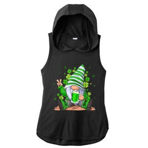 Irish Gnome Drink Beer Lucky Shamrock Gnome St Patricks Day Ladies PosiCharge Tri-Blend Wicking Draft Hoodie Tank