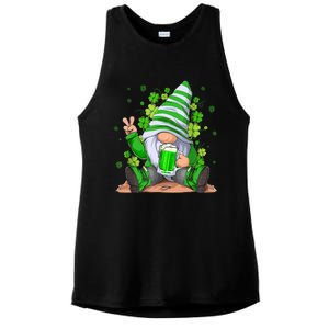 Irish Gnome Drink Beer Lucky Shamrock Gnome St Patricks Day Ladies PosiCharge Tri-Blend Wicking Tank