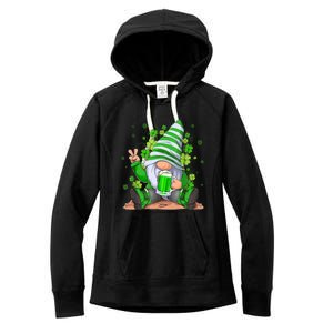 Irish Gnome Drink Beer Lucky Shamrock Gnome St Patricks Day Women's Fleece Hoodie