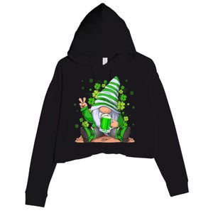 Irish Gnome Drink Beer Lucky Shamrock Gnome St Patricks Day Crop Fleece Hoodie