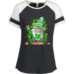 Irish Gnome Drink Beer Lucky Shamrock Gnome St Patricks Day Enza Ladies Jersey Colorblock Tee