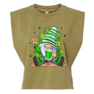 Irish Gnome Drink Beer Lucky Shamrock Gnome St Patricks Day Garment-Dyed Women's Muscle Tee