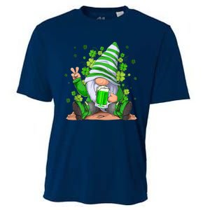 Irish Gnome Drink Beer Lucky Shamrock Gnome St Patricks Day Cooling Performance Crew T-Shirt