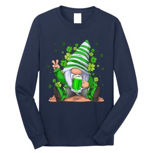 Irish Gnome Drink Beer Lucky Shamrock Gnome St Patricks Day Long Sleeve Shirt