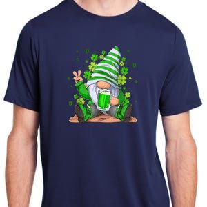 Irish Gnome Drink Beer Lucky Shamrock Gnome St Patricks Day Adult ChromaSoft Performance T-Shirt