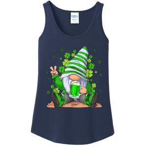 Irish Gnome Drink Beer Lucky Shamrock Gnome St Patricks Day Ladies Essential Tank